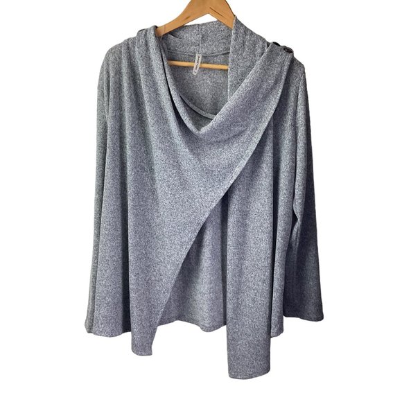 Orange Farm Asymmetrical Grey Cowl Neck Cardigan Size M - Picture 2 of 6